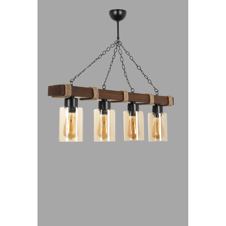 Chain-hung chandelier JASMIN 4xE27/40W/230V brown/beige