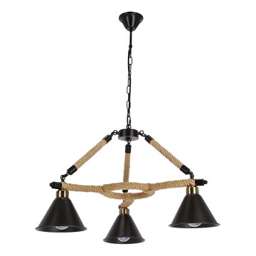 Chain-hung chandelier NEGRU 3xE27/40W/230V black/brown