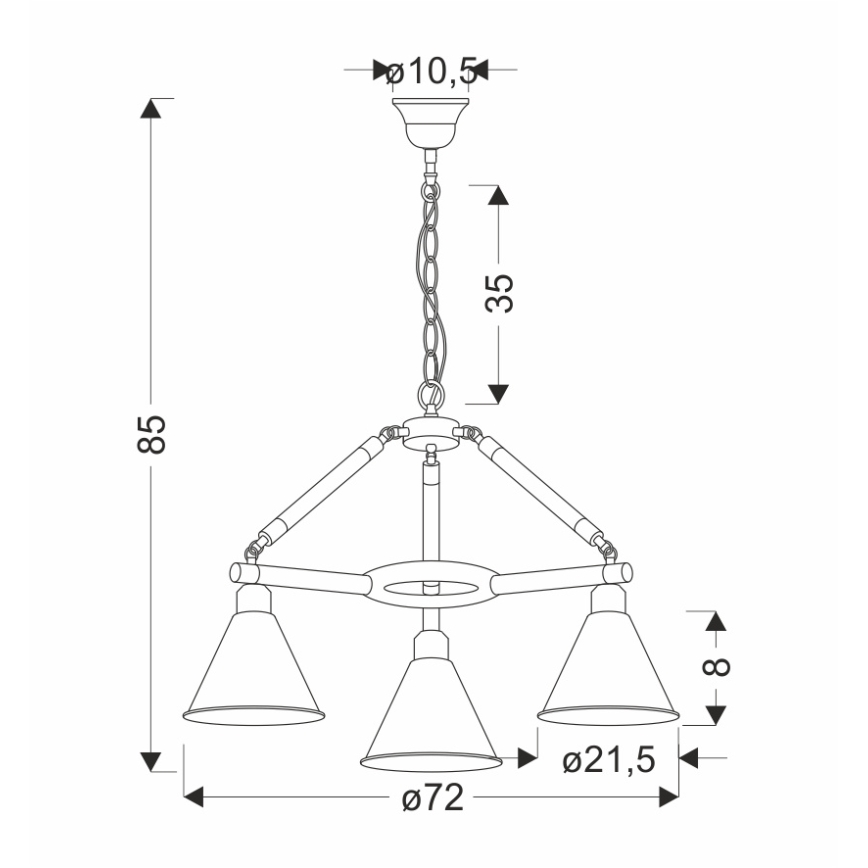 Chain-hung chandelier NEGRU 3xE27/40W/230V black/brown