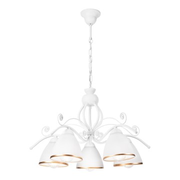 Chain-hung chandelier RETRO II, 5x E27/60W/230V, White