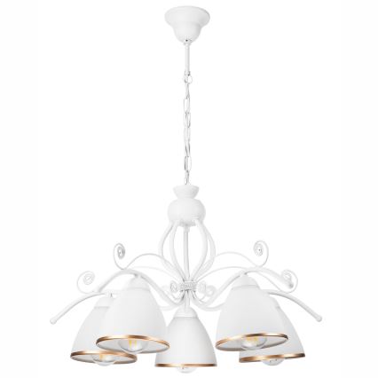 Chain-hung chandelier RETRO II, 5x E27/60W/230V, White