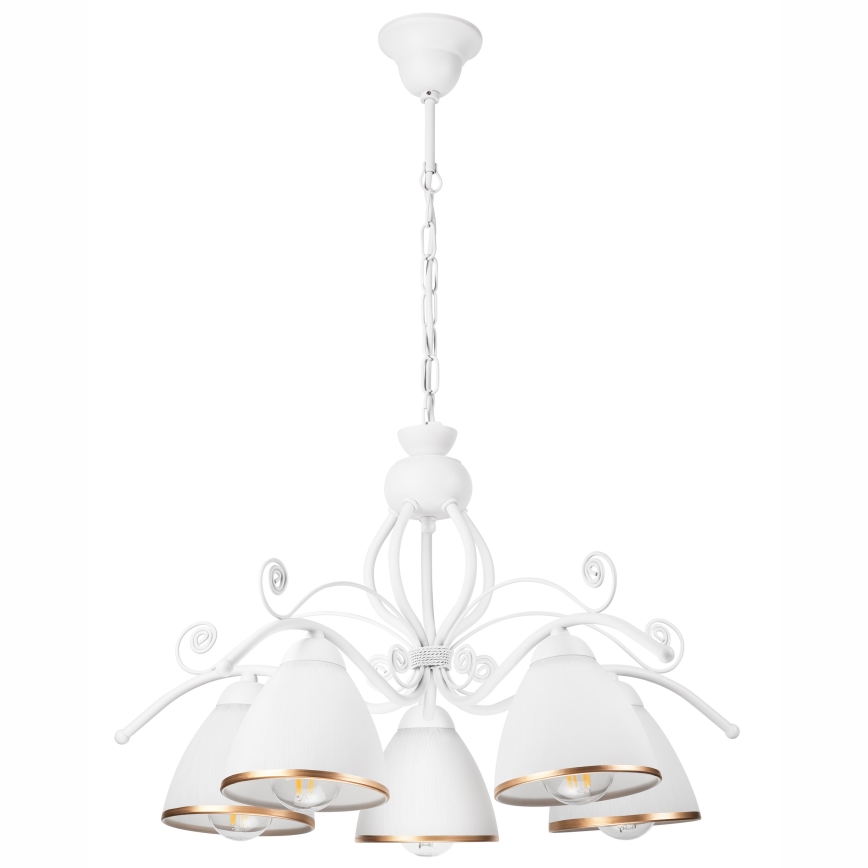 Chain-hung chandelier RETRO II, 5x E27/60W/230V, White