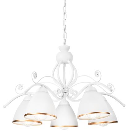 Chain-hung chandelier RETRO II, 5x E27/60W/230V, White