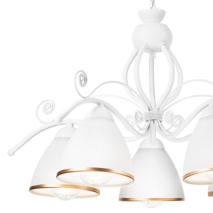 Chain-hung chandelier RETRO II, 5x E27/60W/230V, White