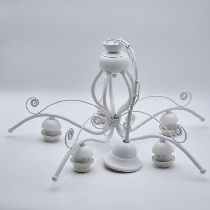 Chain-hung chandelier RETRO II, 5x E27/60W/230V, White