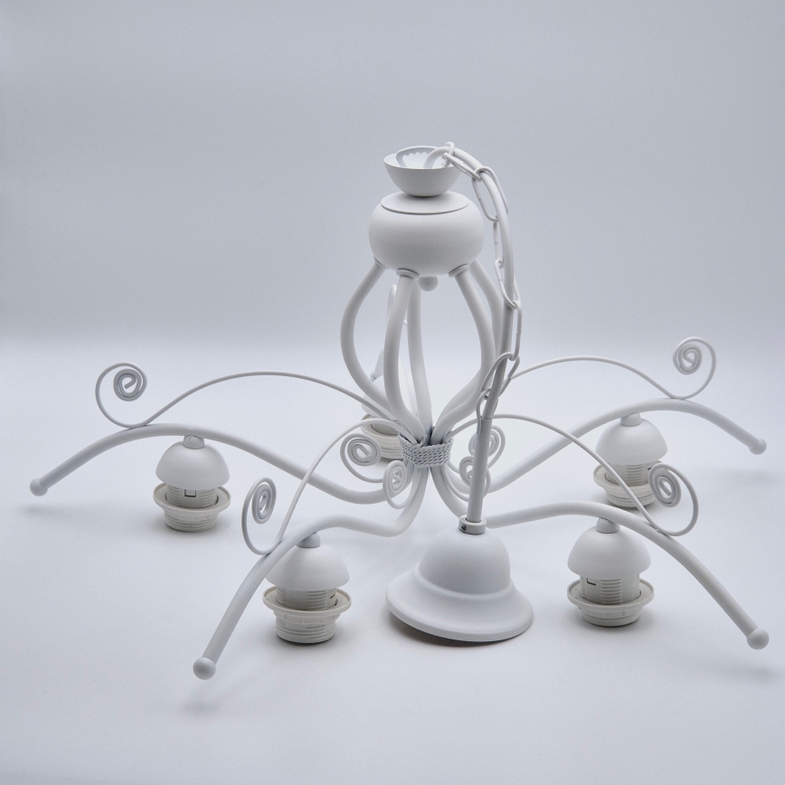 Chain-hung chandelier RETRO II, 5x E27/60W/230V, White