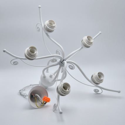 Chain-hung chandelier RETRO II, 5x E27/60W/230V, White