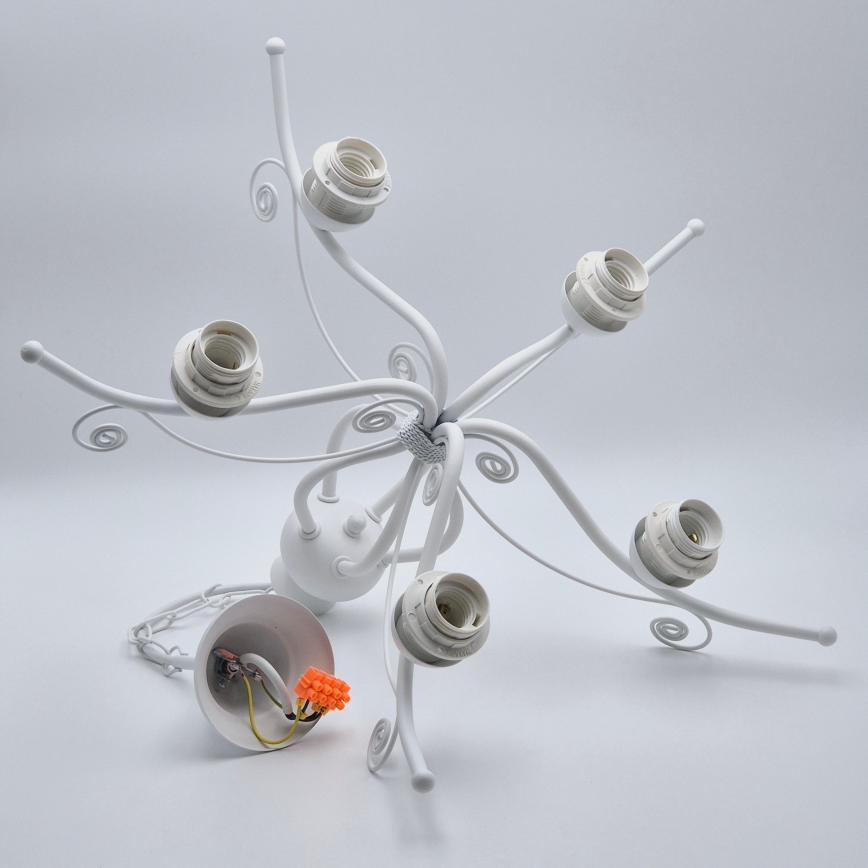 Chain-hung chandelier RETRO II, 5x E27/60W/230V, White