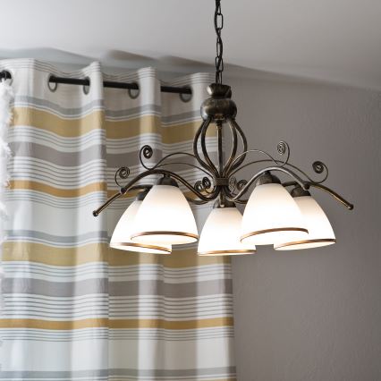 Chain-hung chandelier RETRO II, 5xE27/60W/230V, black patina