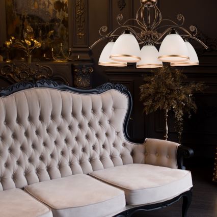 Chain-hung chandelier RETRO II, 5xE27/60W/230V, black patina