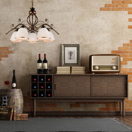 Chain-hung chandelier RETRO II, 5xE27/60W/230V, black patina