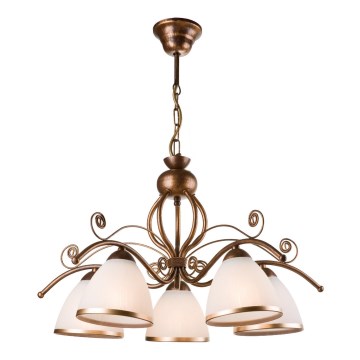Chain-hung chandelier RETRO II 5xE27/60W/230V bronze patina