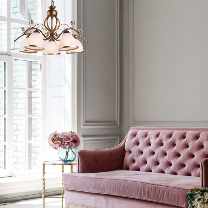 Chain-hung chandelier RETRO II 5xE27/60W/230V bronze patina