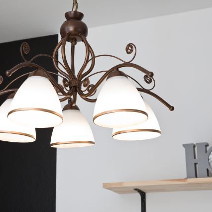 Chain-hung chandelier RETRO II 5xE27/60W/230V bronze patina