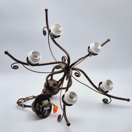Chain-hung chandelier RETRO II 5xE27/60W/230V bronze patina