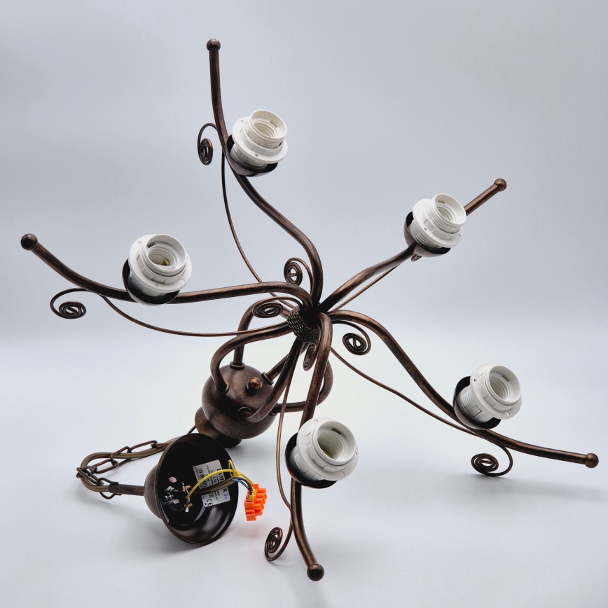 Chain-hung chandelier RETRO II 5xE27/60W/230V bronze patina