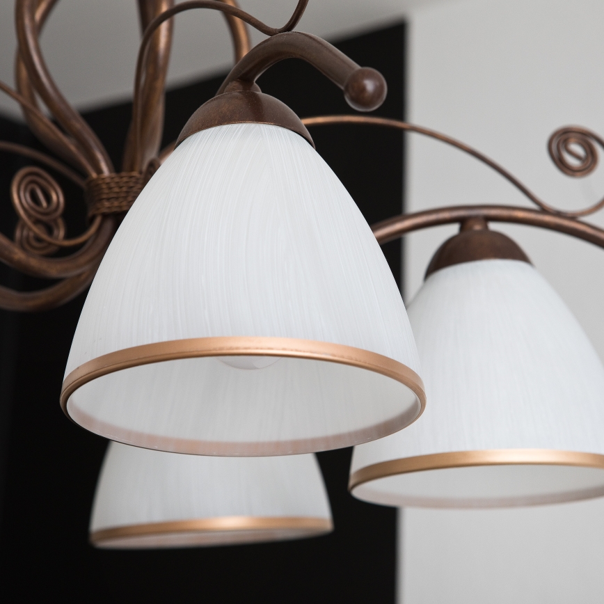 Chain-hung chandelier RETRO II 5xE27/60W/230V bronze patina