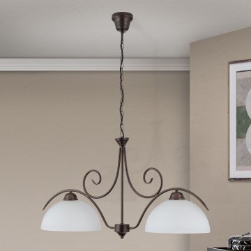 Chain-hung chandelier RULA 2xE27/40W/230V white/bronze