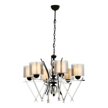 Chain-hung chandelier VARANA 6xE27/40W/230V black/polished chrome