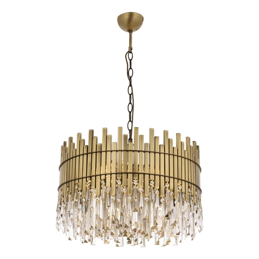 Chain Pendant CRYSTALLINE 8xE27/40W/230V Ø 60 cm brass