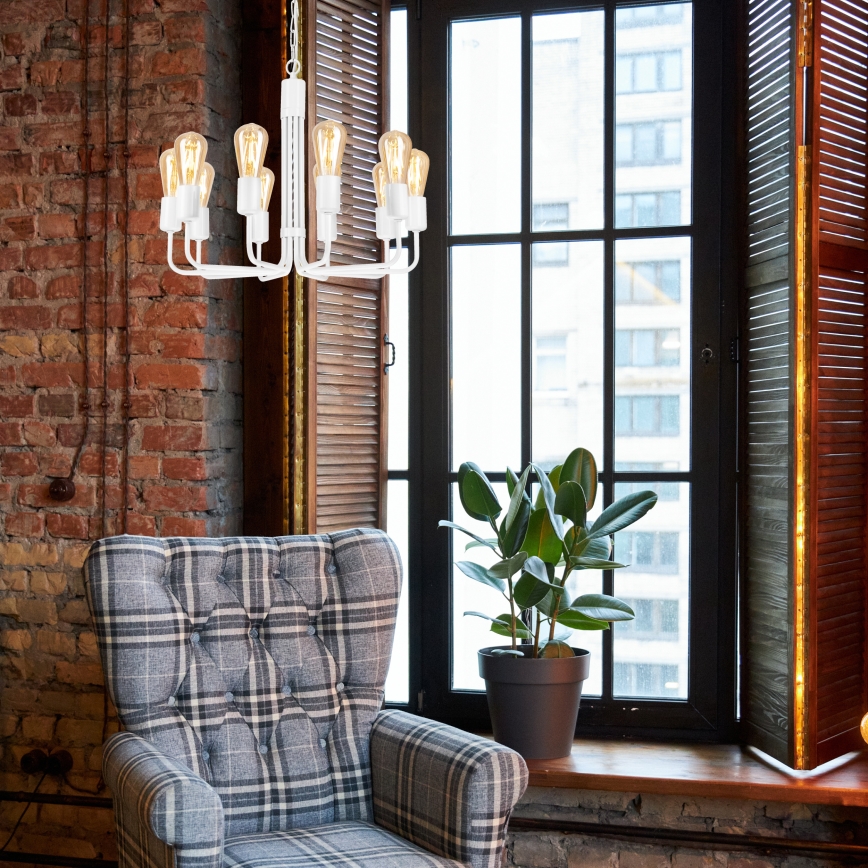 Chain-suspended chandelier 10xE27/60W/230V white