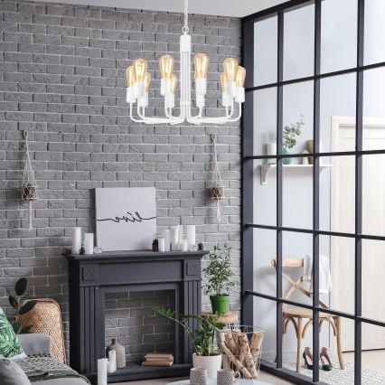 Chain-suspended chandelier 10xE27/60W/230V white