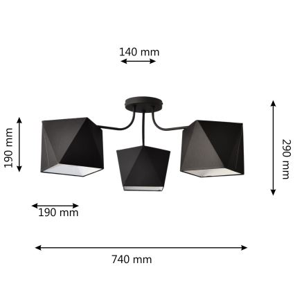 Chandelier ADAMANT 3xE27/15W/230V black