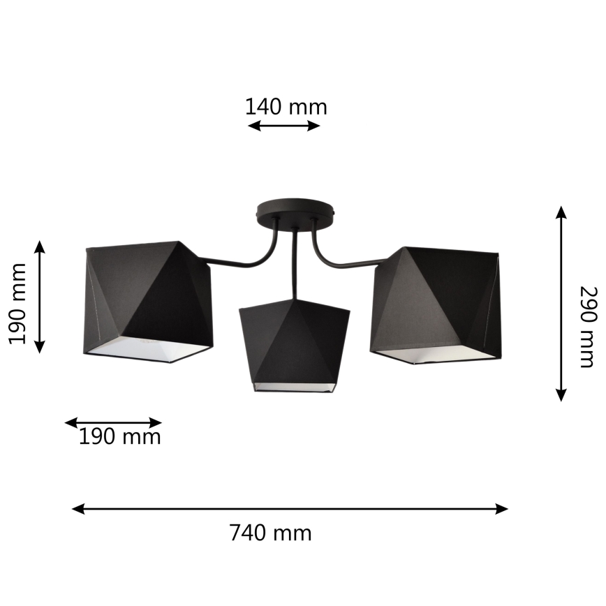 Chandelier ADAMANT 3xE27/15W/230V black