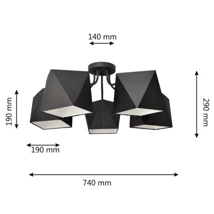 Chandelier ADAMANT 5xE27/15W/230V black