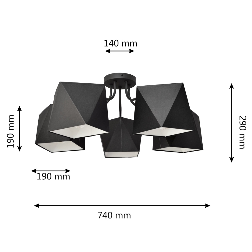 Chandelier ADAMANT 5xE27/15W/230V black