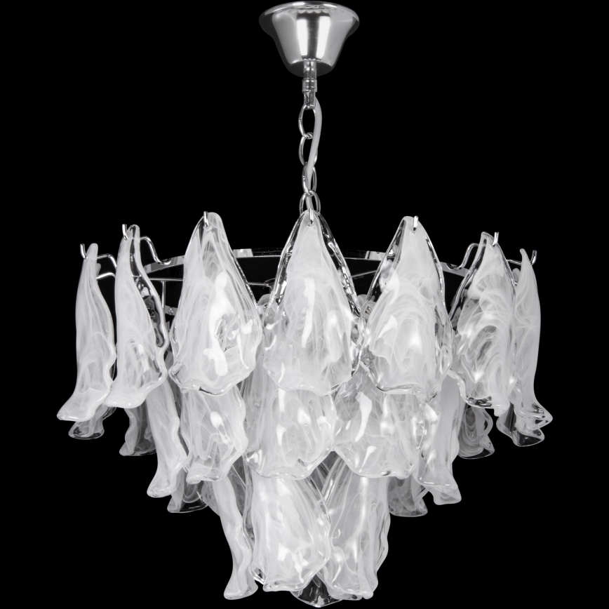 Chandelier on a chain 4xE27/60W/230V d. 40 cm shiny chrome/white