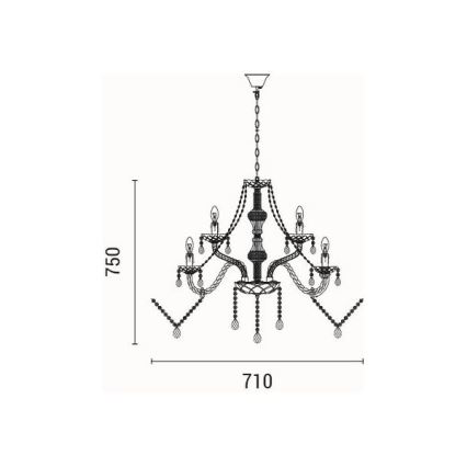 Chandelier on a chain 9xE14/15W/230V