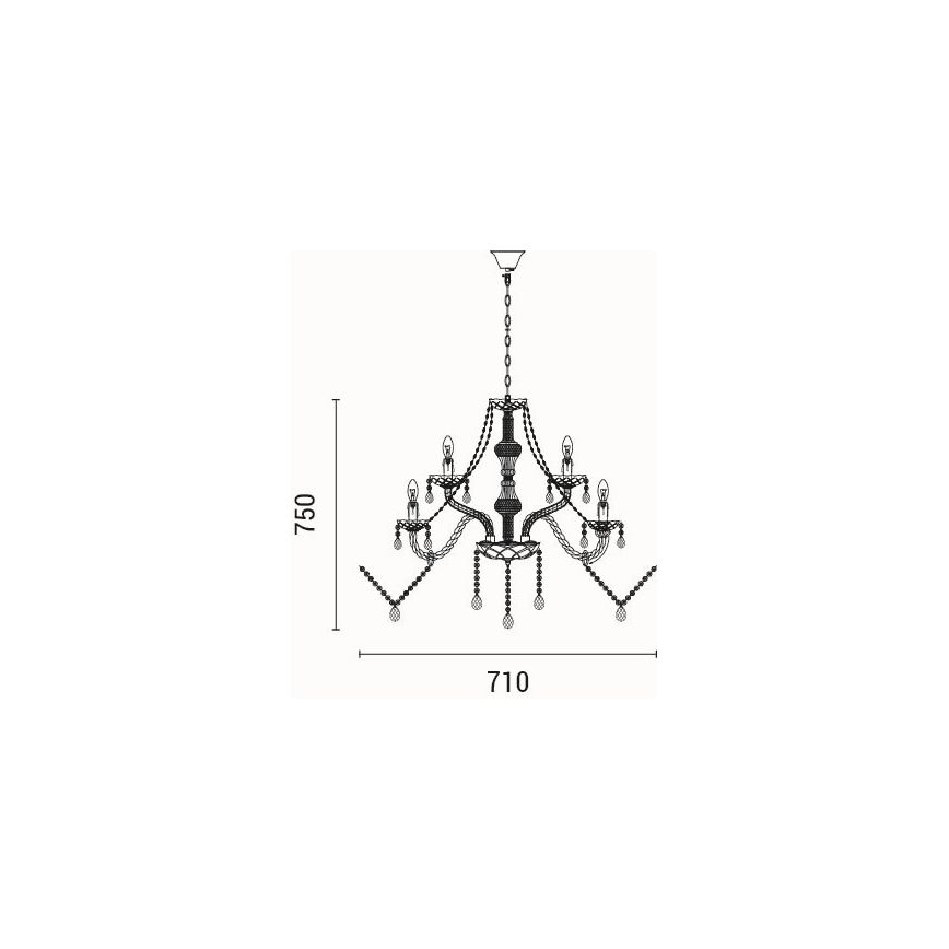 Chandelier on a chain 9xE14/15W/230V