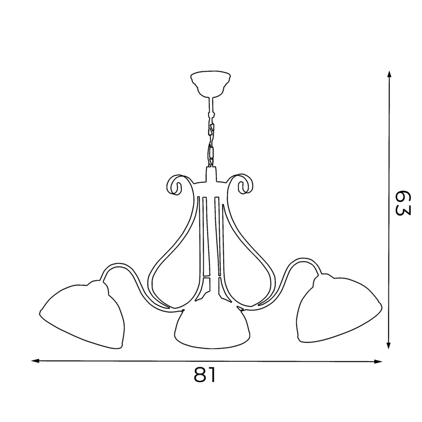 Chandelier on a chain ANTICA 3xE27/60W/230V