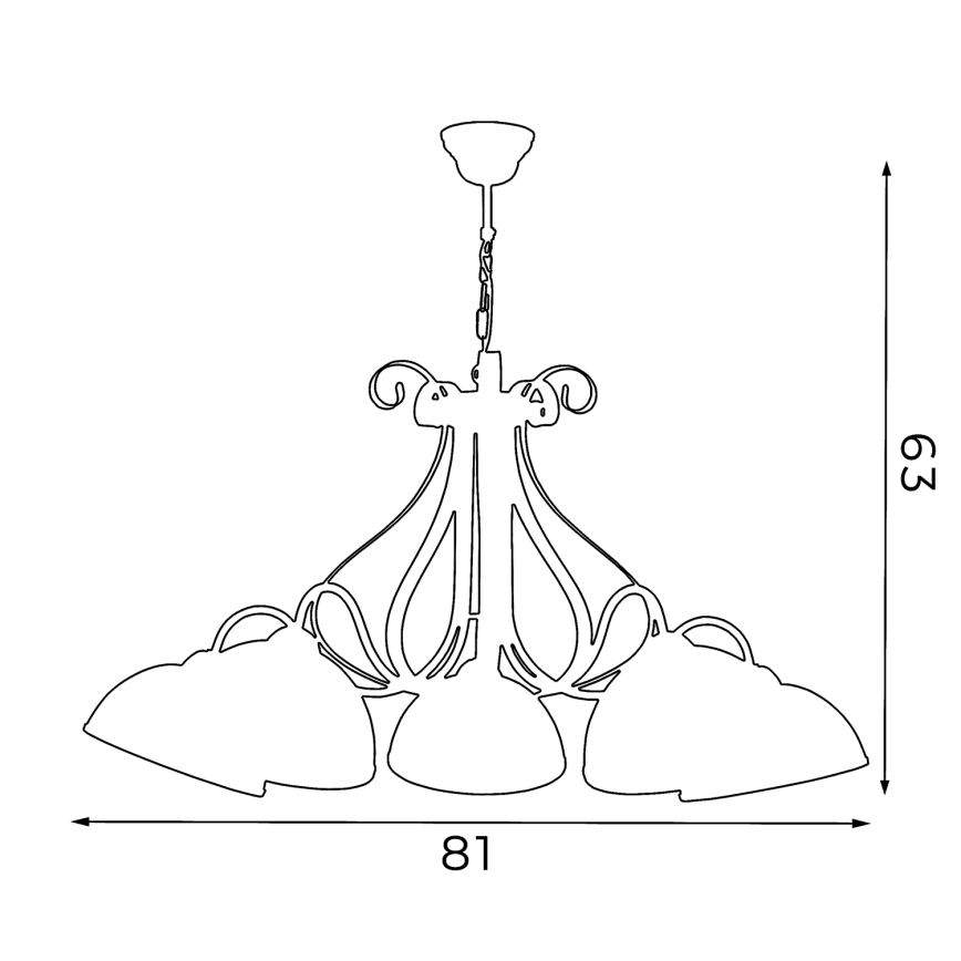 Chandelier on a chain ANTICA 5xE27/60W/230V