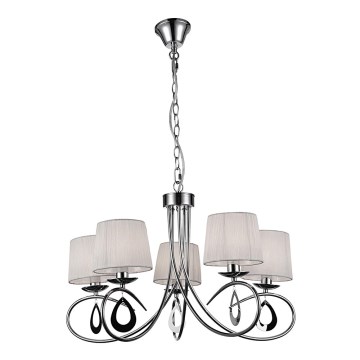 Chandelier on a chain ARNIKA 5xE14/40W/230V matte chrome/white
