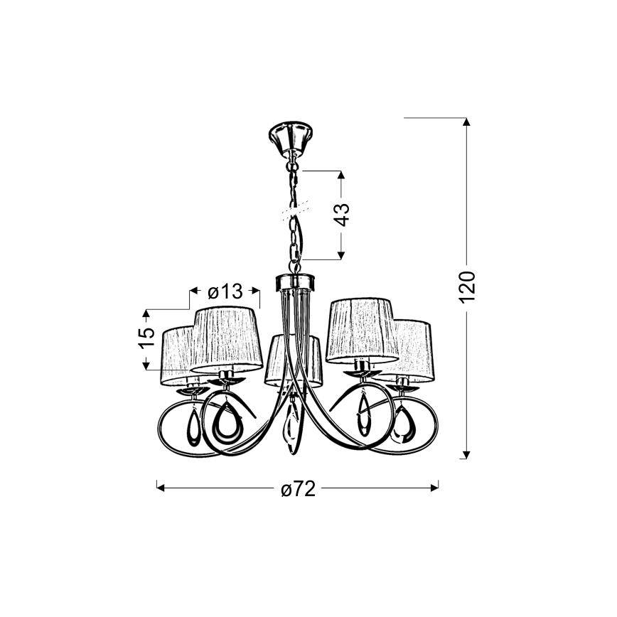 Chandelier on a chain ARNIKA 5xE14/40W/230V matte chrome/white
