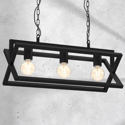 Chandelier on a chain ARNOLD 3xE27/60W/230V black