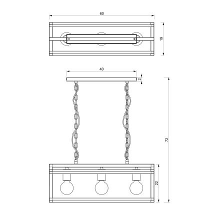 Chandelier on a chain ARNOLD 3xE27/60W/230V black