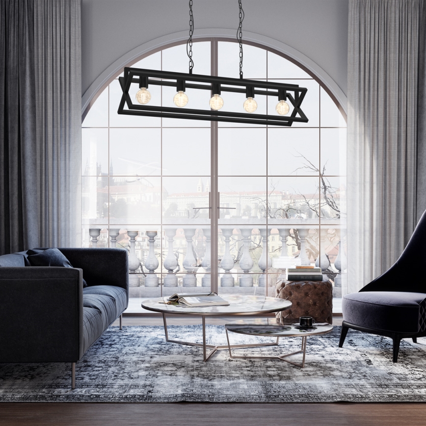 Chandelier on a chain ARNOLD 5xE27/60W/230V black