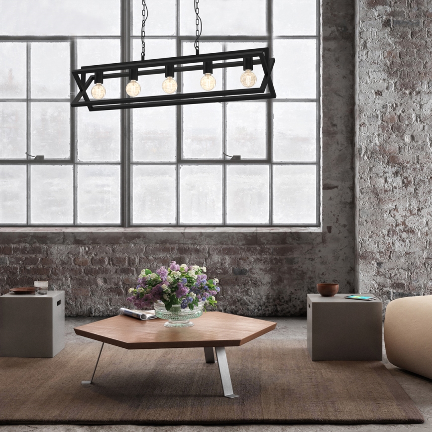 Chandelier on a chain ARNOLD 5xE27/60W/230V black
