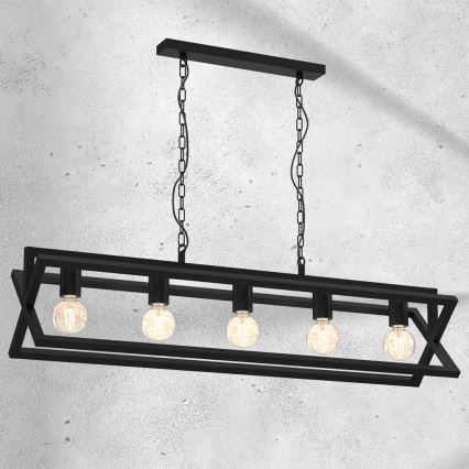 Chandelier on a chain ARNOLD 5xE27/60W/230V black