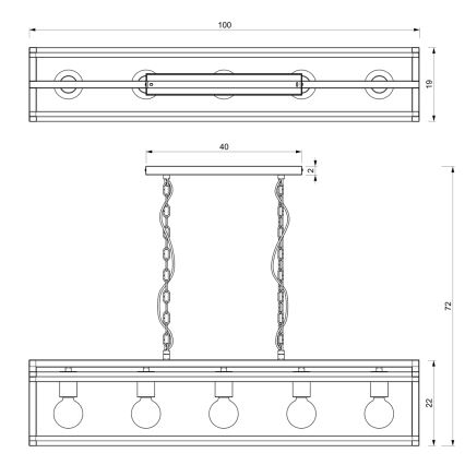 Chandelier on a chain ARNOLD 5xE27/60W/230V black