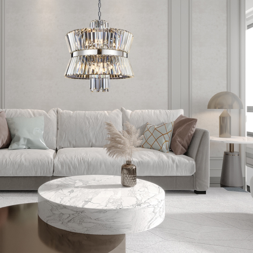 Chandelier on a chain AURELIA 12xE14/40W/230V matte chrome