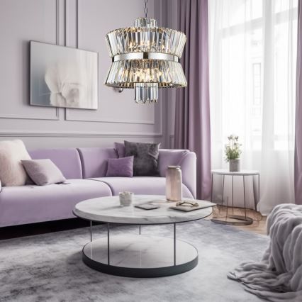 Chandelier on a chain AURELIA 12xE14/40W/230V matte chrome