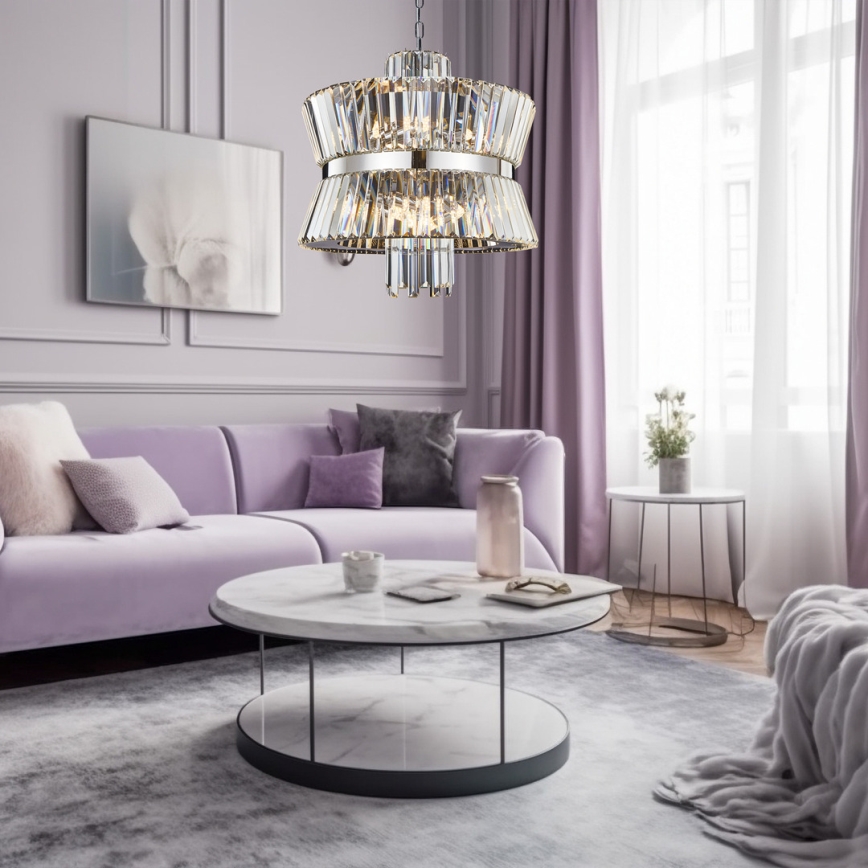 Chandelier on a chain AURELIA 12xE14/40W/230V matte chrome