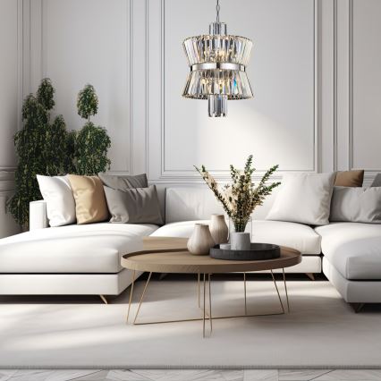 Chandelier on a chain AURELIA 8xE14/40W/230V matte chrome
