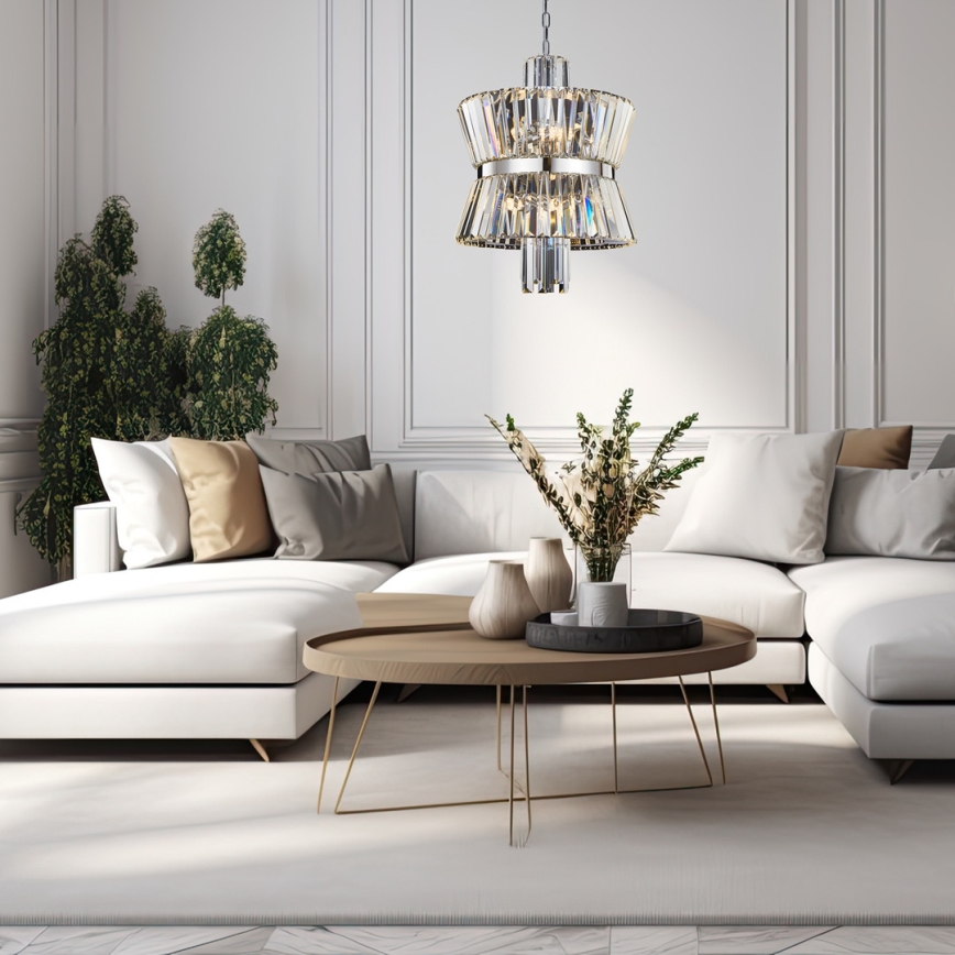 Chandelier on a chain AURELIA 8xE14/40W/230V matte chrome
