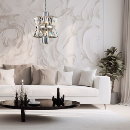 Chandelier on a chain AURELIA 8xE14/40W/230V matte chrome