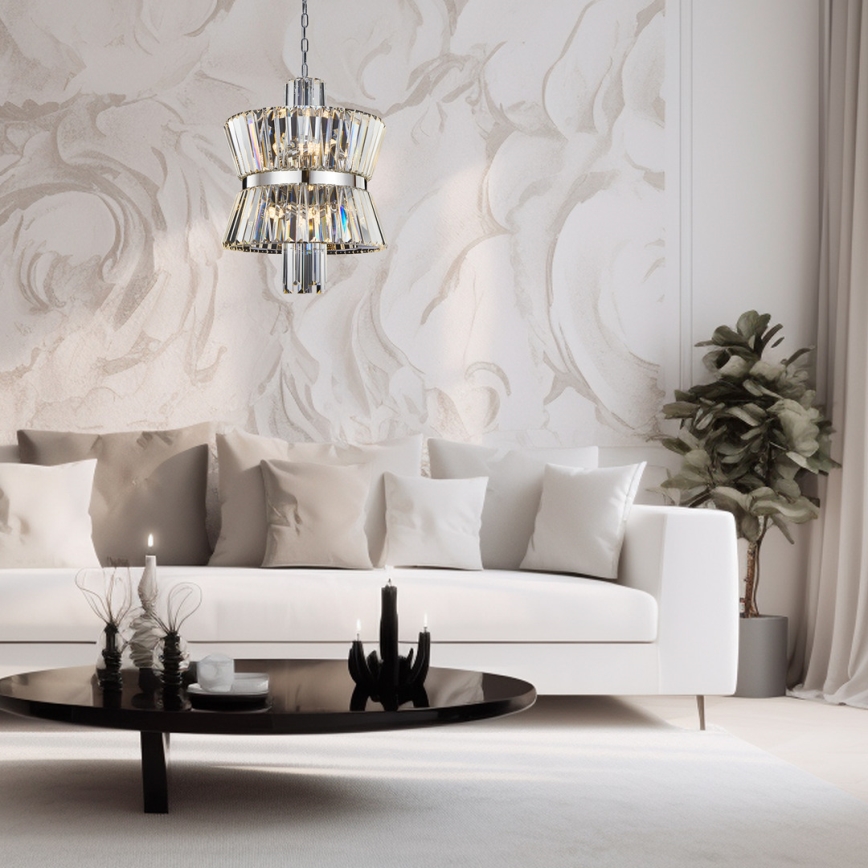 Chandelier on a chain AURELIA 8xE14/40W/230V matte chrome